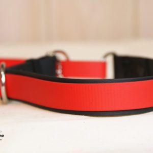 Combo laisse-collier en BIOTHANE rouge et noir (30 à 45cm)