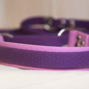 Combo laisse-collier en BIOTHANE violet et rose (39cm)