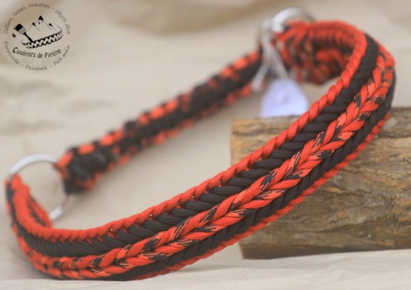 collier pour chien en paracorde, rouge et noir