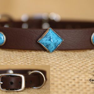 collier en biothane avec pierres turquoise